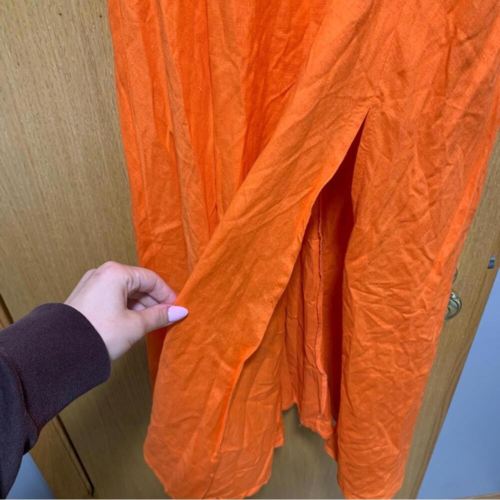 ASTR The Label Orange Off The Shoulder Midi A-Line Dress - Size Medium - Picture 6 of 8